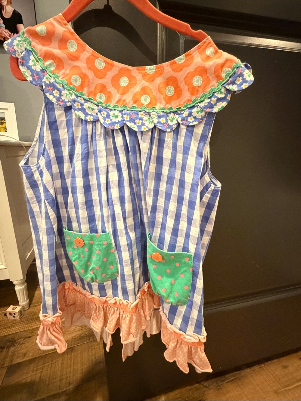 Matilda Jane Coral and Blue Patterned Dress with Aqua Accents